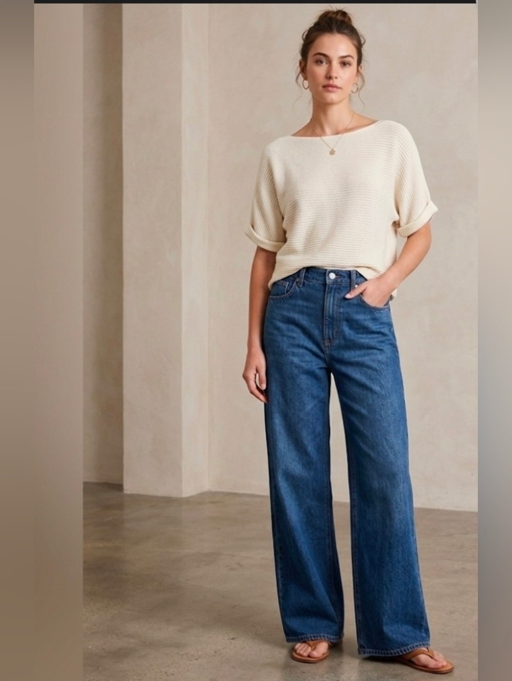 Kit & Ace Cream Nit Top